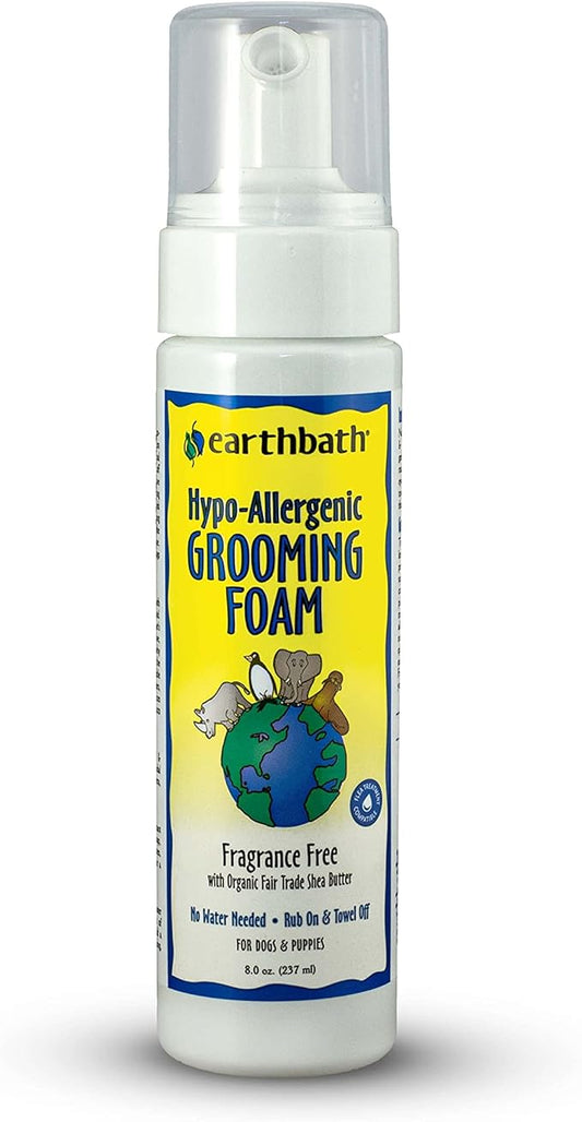 Earthbath Natural Hypo-Allergenic Grooming Foam Fragrance Free Waterless for Dogs & Puppies 8oz