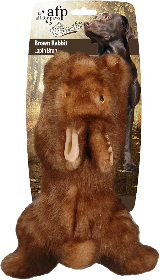 ALL FOR PAWS Pet Plush Rabbit Toys with Squeaker, Durable Soft Dog Chew Squeaky Toys, 6 inches