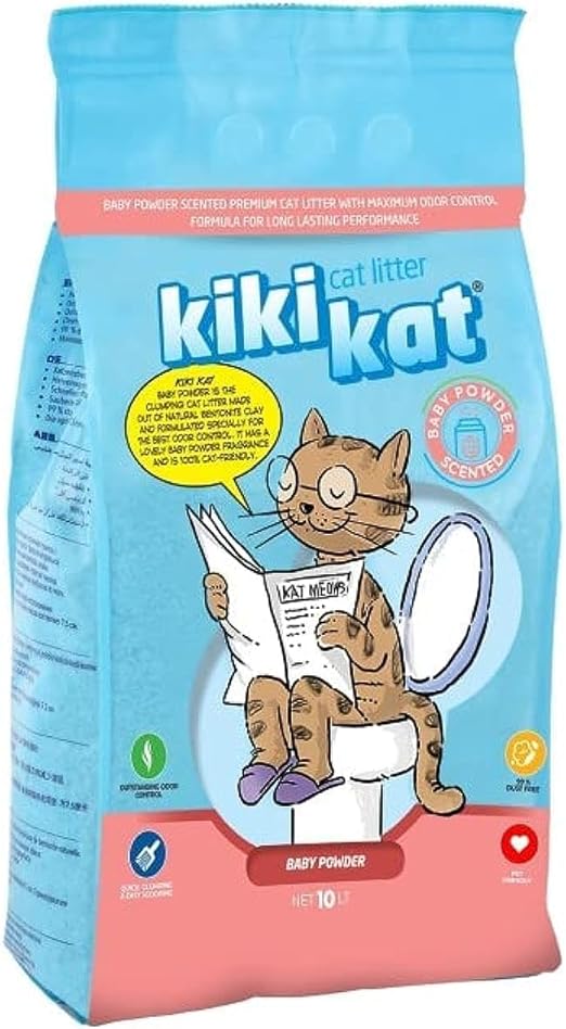 Kiki Kat White Bentonite Clumping Cat Litter -Baby Powder- 5L