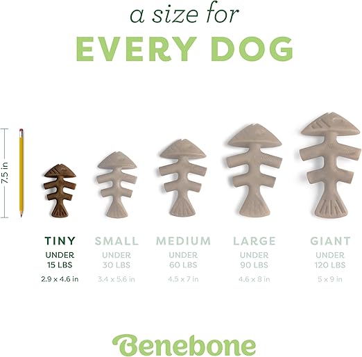 Benebone Dental Chew Fishbone Jack Salmon (Tiny) - 2 Pack, Dog Chew Toy