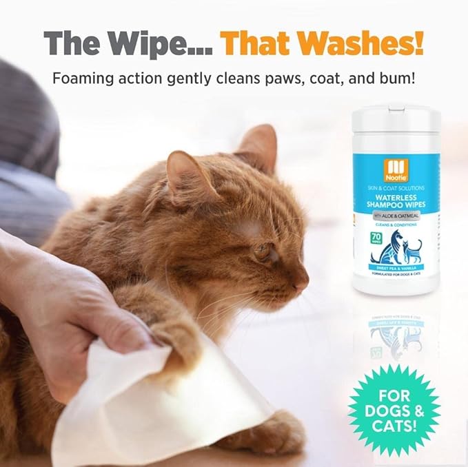 Nootie Waterless Shampoo Wipes For Dogs & Cats-Long Lasting Fragrances-Sold In Over 3000 Vet Clinics-Made In U.S.A. 70 Count