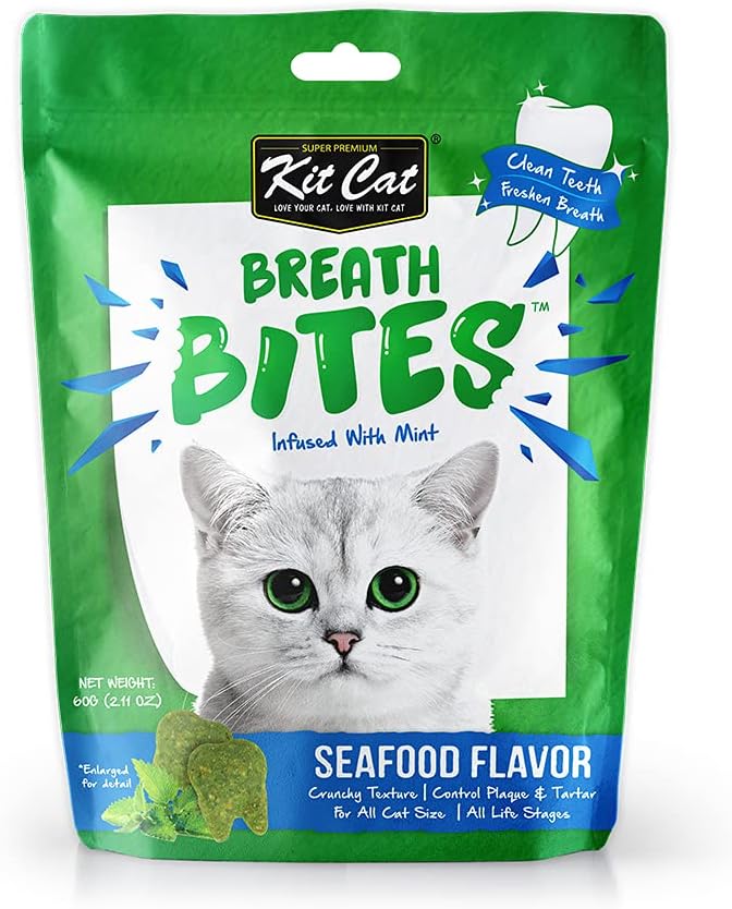 Kit Cat Breath Bites Seafoods Flavor, Green, 60g
