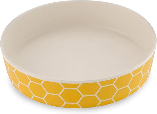 Beco Cat Bowl - Food and Water Bowl, Eco-Friendly, Hard-Wearing Bamboo, Honeycomb Print, 13.5cm Diameter