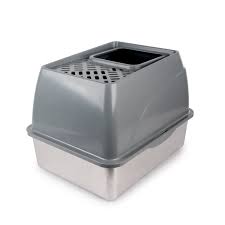 Go Fresh Stainless Steel No Mess Cat Litter Box Grey