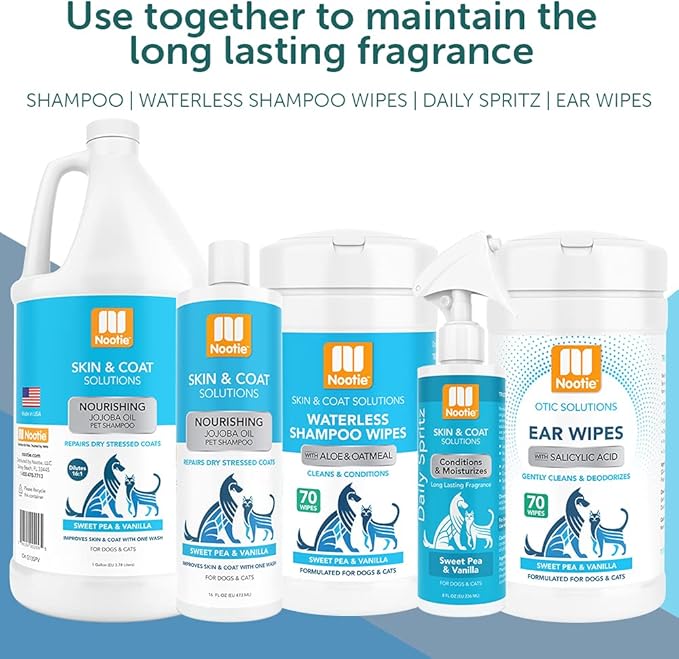 Nootie-Jojoba Oil Pet Shampoo 16Oz,Sweet Pea & Vanilla, 16-Ounce Dog Shampoo & Cat Shampoo Pet Grooming