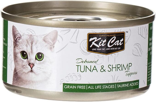Kit Cat Deboned Tuna & Shrimp Toppers Canned Cat Food 80G