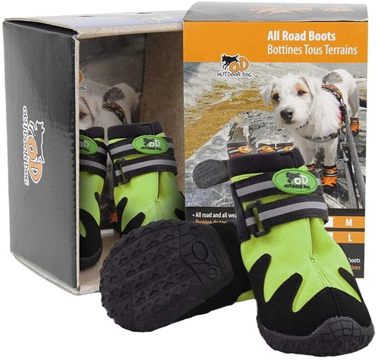 All For Paws Outdoor Dog Road Boots, X-Small, Green