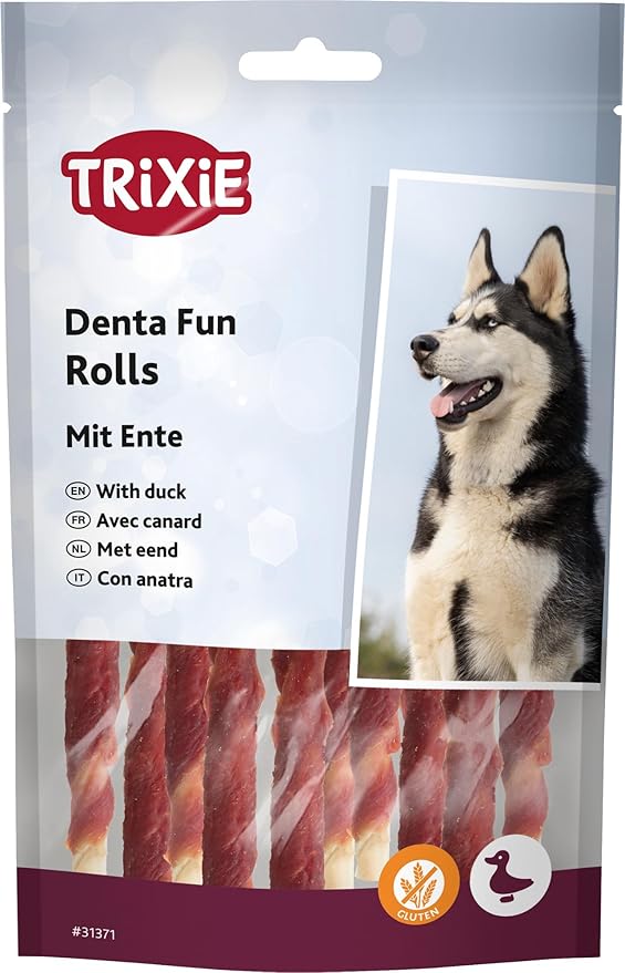 Trixie Denta Fun Duck Chewing Rolls Dog Chew 80g