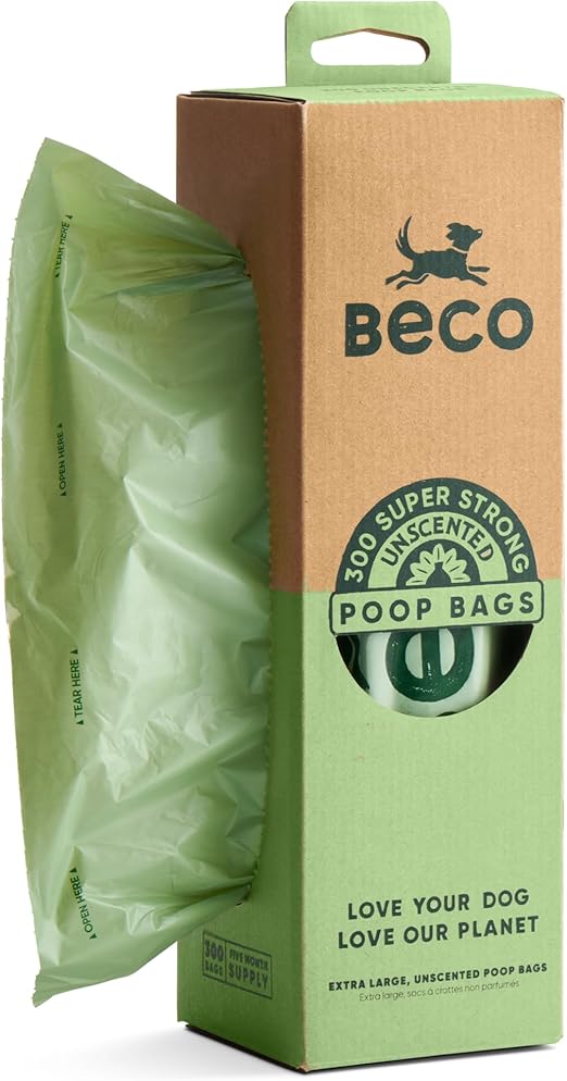 Beco Super Strong & Large Poop Bags | Unscented Dog Poo Bags | 300 XL Roll