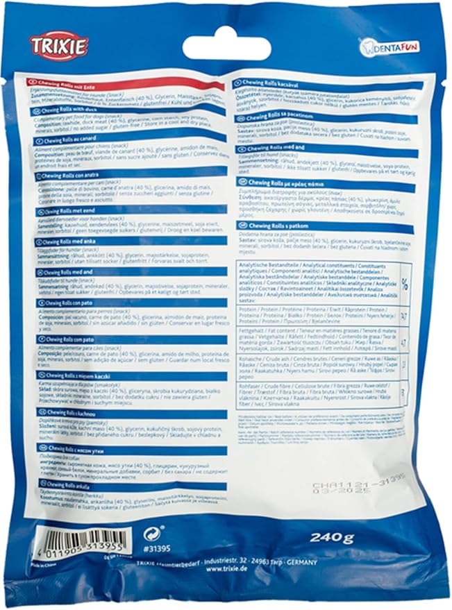 Trixie Denta Fun Duck Chewing Rolls Dog Chew - 240G