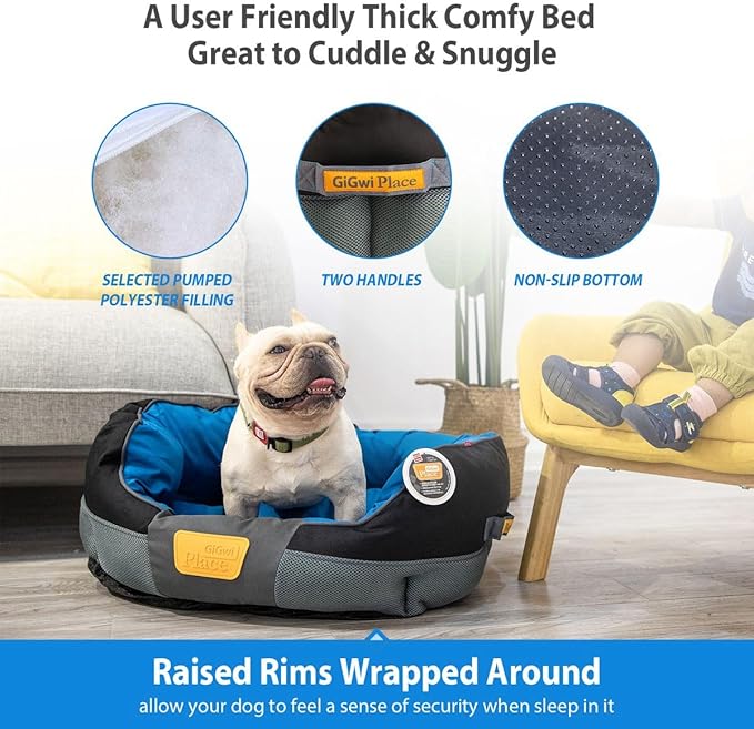 Gigwi Place Soft Bed Canvas, Blue/Black, Large
