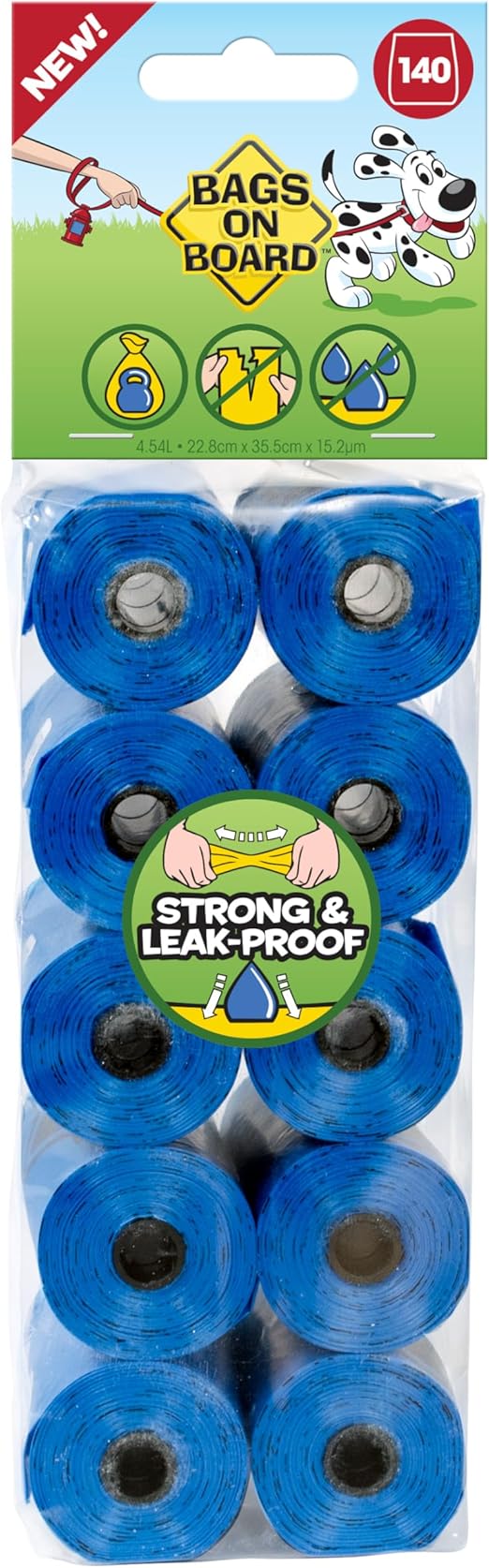 Bags on Board BOB - Dog Poo Strong Leak Proof Dog Waste Blue 140bags 10×14