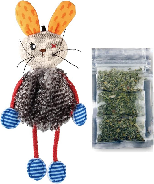 GiGwi Rabbit Refillable Silvervine with 3 Silvervine Teabags in Ziplock Bag Cat Toy