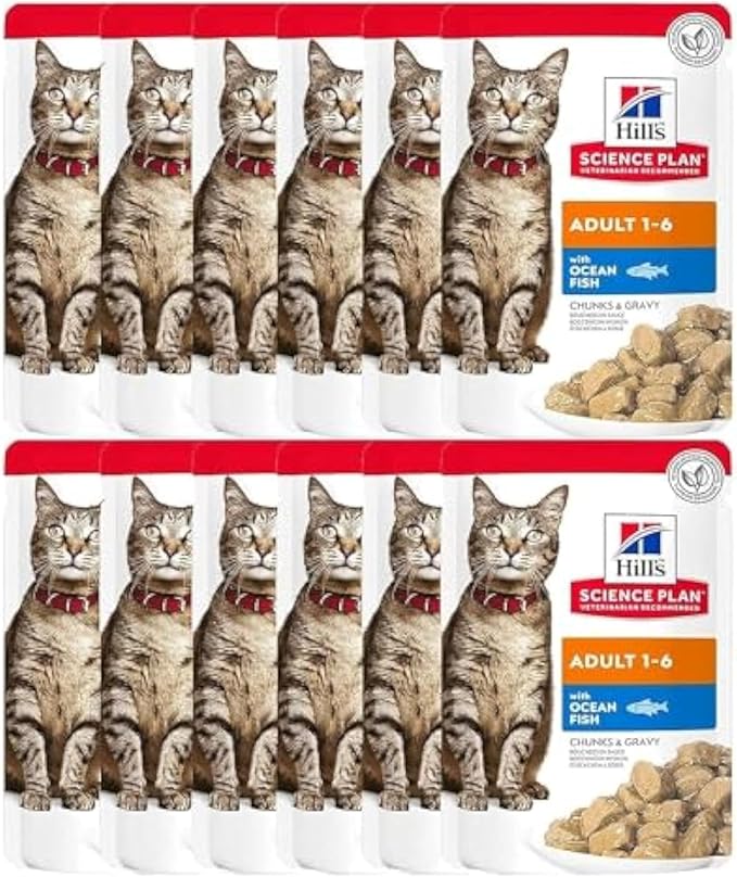 Hill's Science Plan Adult Wet Cat Food Ocean Fish Pouches 85gx12