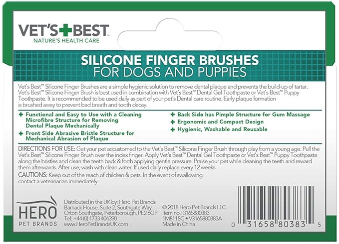 Vet's Best Silicone Finger Brushes for Dogs & Puppies