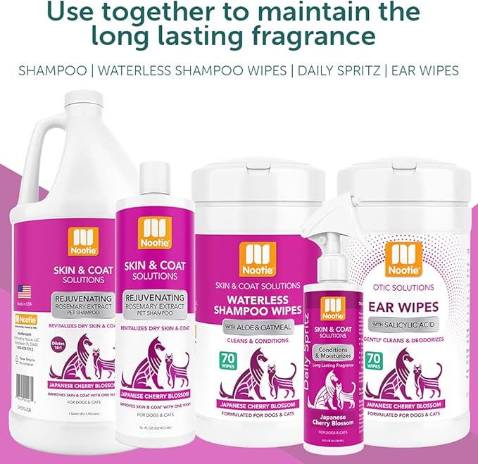 Nootie Nootie- Pet Shampoo, 1 Unit 16Oz, Japanese Cherry Blossom 16-Ounce Dog Shampoo & Cat Shampoo Pet Grooming