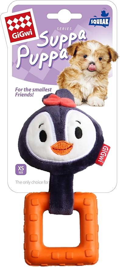 GiGwi Suppa Puppa Penguin with Squeaker inside – Plush/TPR (XS)