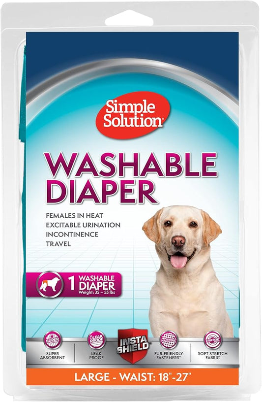 Simple Solution Washable Female Dog Diaper, Blue/Green, Large