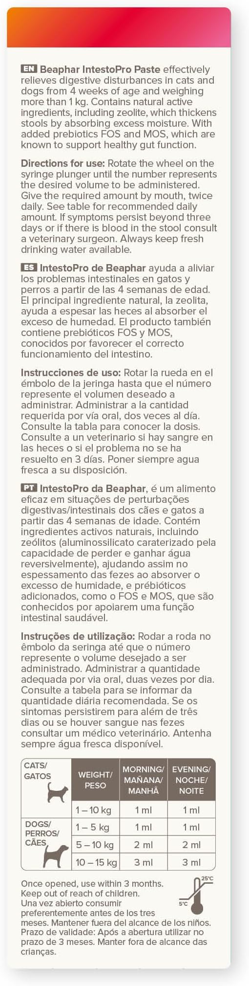 Beaphar IntestoPro Anti Diarrhea Paste Syringe Small Dog & Cat 20ml