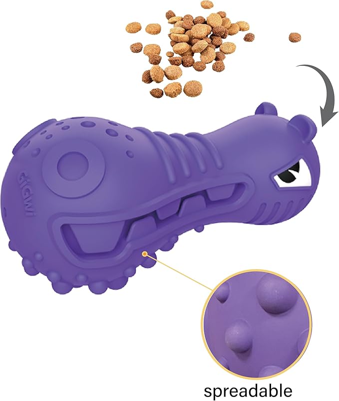 Gigwi Dog Toy Dumbell Heads Hippo Squeaker Toy, Violet