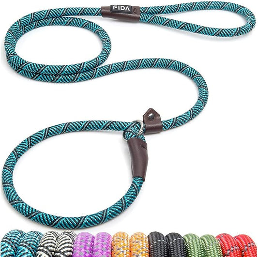 Fida Durable Slip Lead Dog Leash, Heavy Duty 1/2" x 6 Training Leash with Highly Reflective Threads Blue