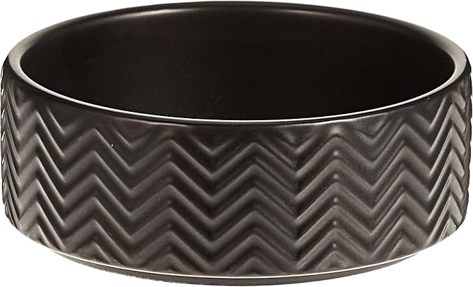 Trixie Wavy Pattern Ceramic Dog Bowl - BLACK/13CM