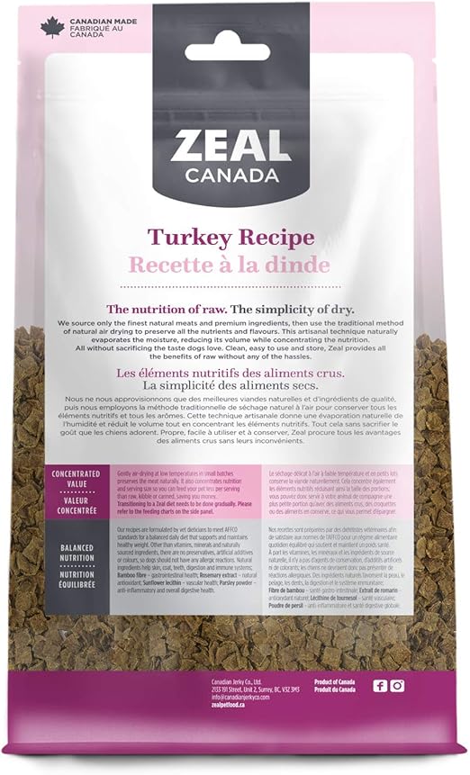 Zeal Air Dried Turkey Recipe Dry Dog Food