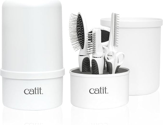 Catit Grooming Kit for Medium-Longhaired Cats, Pin brush, metal slicker brush