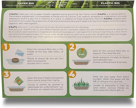 Erba Piu Week Soil and Seeds Kit for Cat Grass