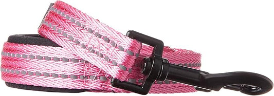 Alcott Adventure Dog Leash With Reflective Stitching & Neoprene Padded Handle, Medium, Pink