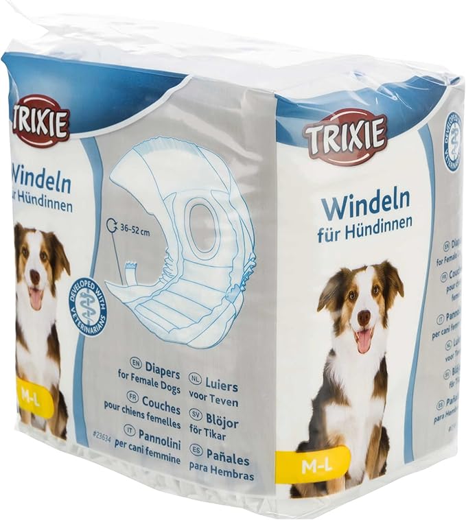 Trixie M—L Dog Diapers 12 Pcs, for female dogs only