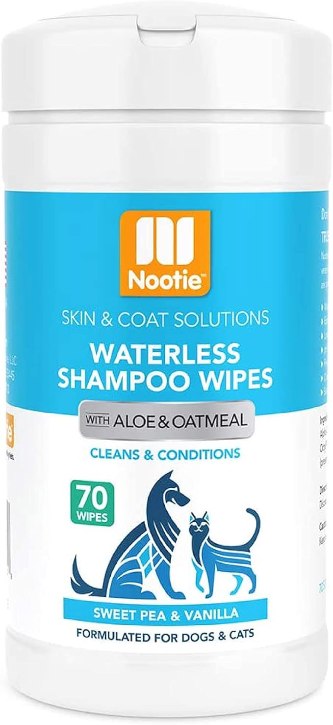 Nootie Waterless Shampoo Wipes For Dogs & Cats-Long Lasting Fragrances-Sold In Over 3000 Vet Clinics-Made In U.S.A. 70 Count