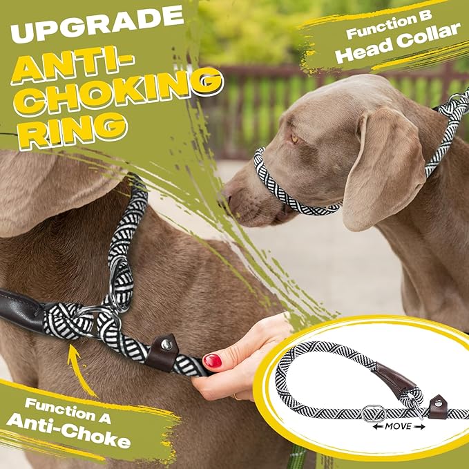 Fida Durable Slip Lead Dog Leash / Training Leash(6ft length, 1/2″ thick Rope)grey