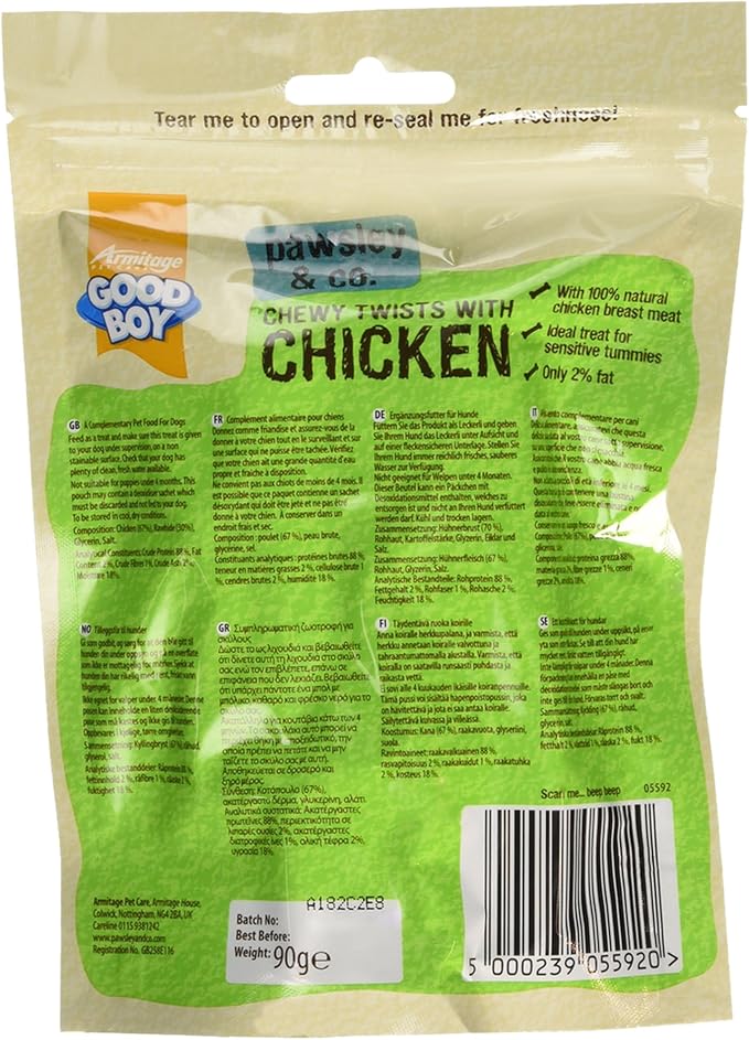 Good Boy Good Boy, Chewy Chicken Twists with Chicken, 90 grams