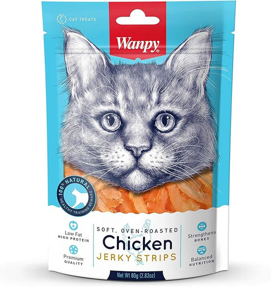 WANPY SOFT CHICKEN JERKY STRIPS FOR CAT 80g