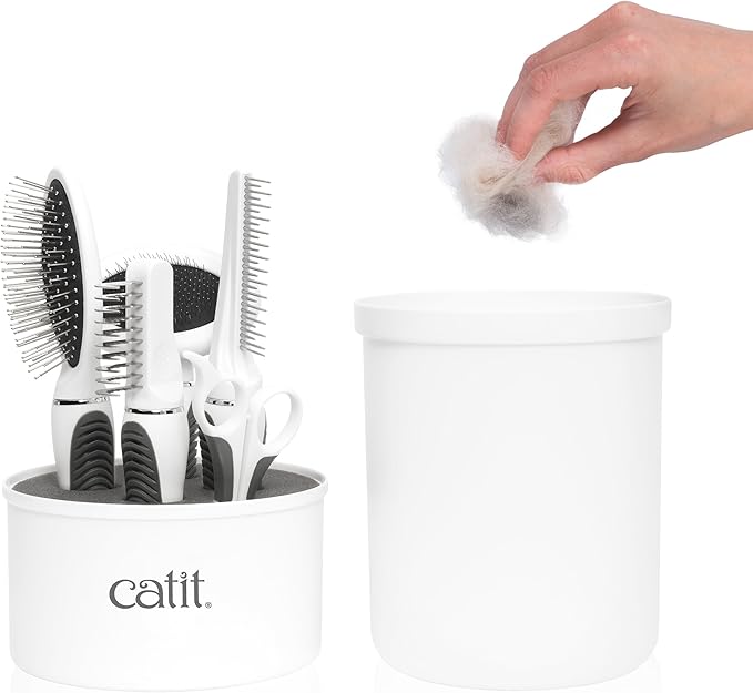 Catit Grooming Kit for Medium-Longhaired Cats, Pin brush, metal slicker brush