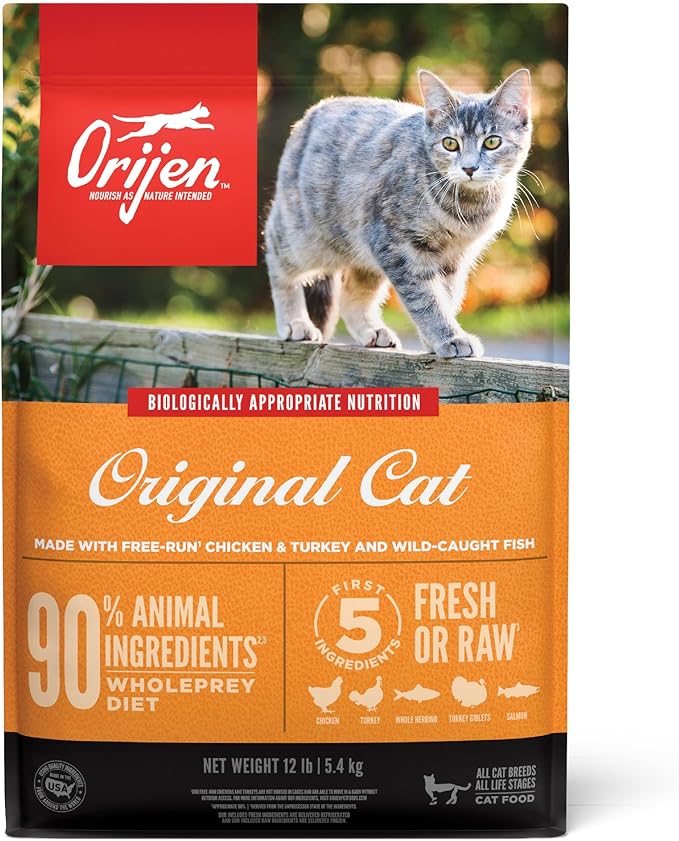 ORIJEN® Dry Original Cat Food Premium, High Protein, Fresh & Raw Animal Ingredients, 12lb