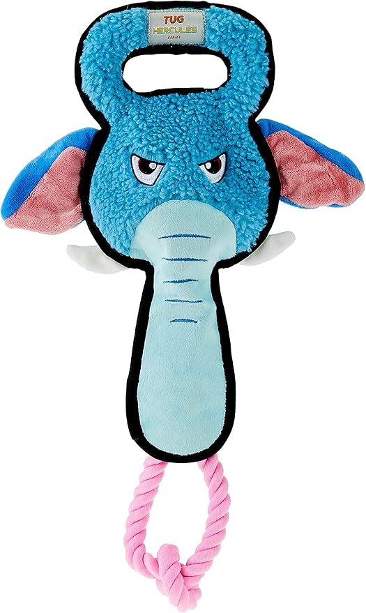 Gigwi Toy Squeaker Dog Toy Tug Hercules Elephant, Medium Blu