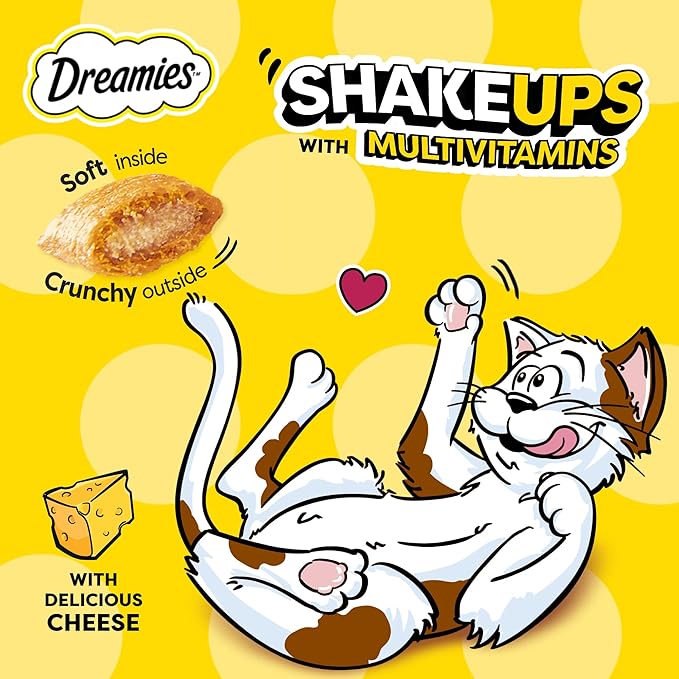 Dreamies Cat Treats with Delicious Cheese, 60g Cat Treats, Crunchy on the Outside, Soft on the Inside Cheese Cat Treat