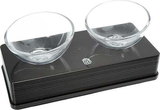 Catit Design Contemporary Multi-Purpose Elevated Glass Double Diner, Black