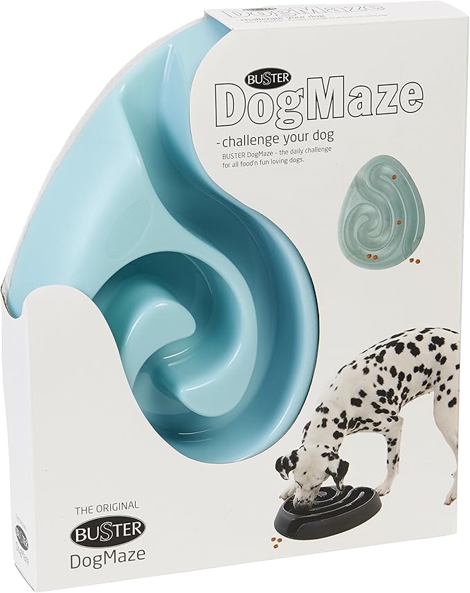 KruUSe BUSter Dogmaze Activity Challenge Food Dish, Mini, Light Blue