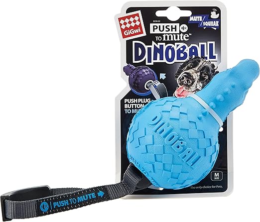 Gigwi Push to Mute Dinoball T-Rex Lake Blue Medium