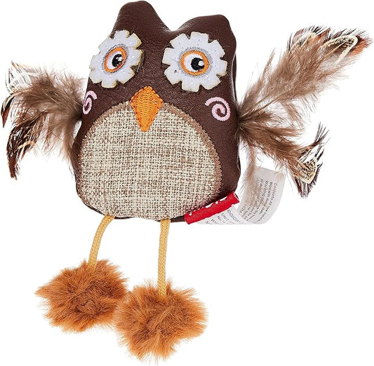 Gigwi Toy Owl Catch & Scratch Eco line with Slivervine Leaves and Leatherette
