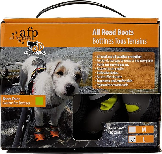 All For Paws Outdoor Dog Road Dog Boots, Large, Green,