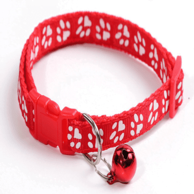 Pets Club Adjustable Cat Collar With Bell- Red Paw