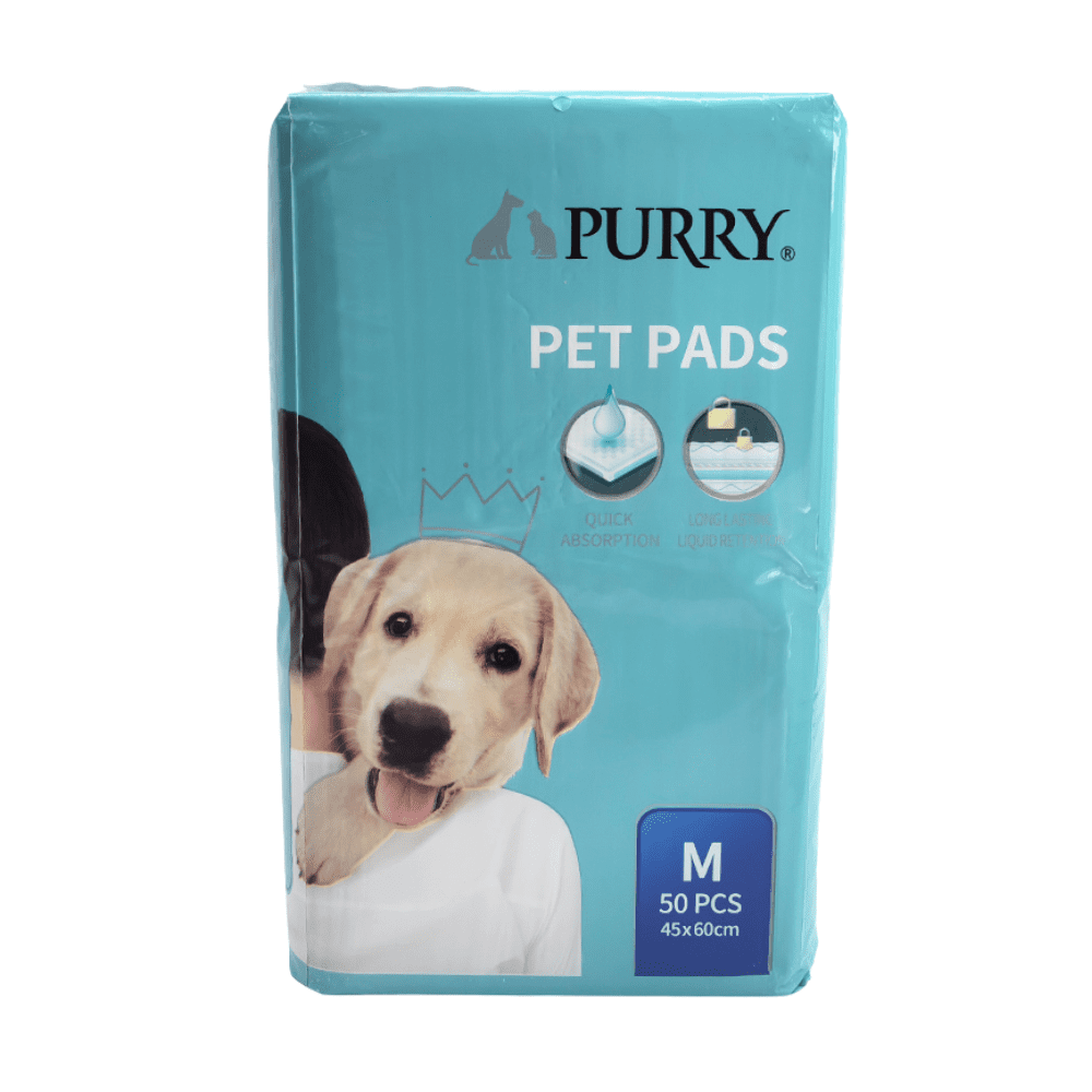 Purry Pet Training Pads Quick Absorbent , Leak Proof And 5 Layer With Floor Sticker 45x60Cm-50Pcs