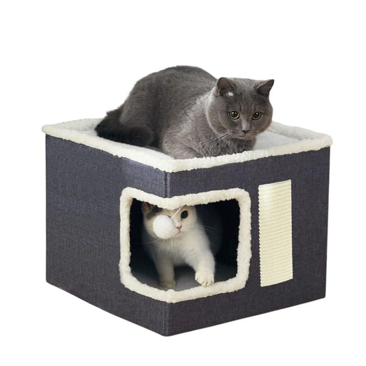 Cozy Paws Cat Scracher With House -Grey