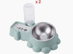 Cozy paws automatic dual pet feeder and water dispenser - blue