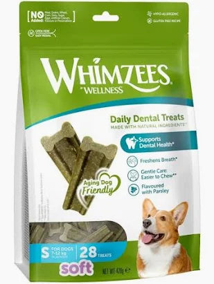 Whimzees soft daily dental dog treats value bag - S